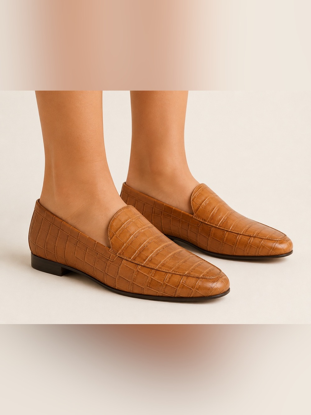 J Jill Brown Embossed Leather Loafers size 10